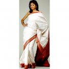 Ivory and Maroon Kanjivaram Sari with Golden Thread Weave on Border and Pallu
