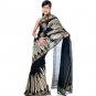 Black Valkalam Sari from Banaras with Khadi Weave