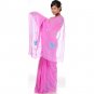 Ultra-Pink Sari with Turquoise Beads and Threadwork