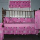 Pink John deere block crib bumper