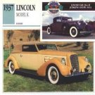 1937 37 LINCOLN MODEL K FIVE PLACE CONVERTIBLE VICTORIA COLLECTOR COLLECTIBLE