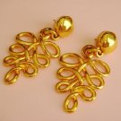 Vintage Gold Tone Dangle Pierced Earrings