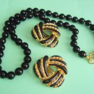 Pretty Black Necklace & Earrings