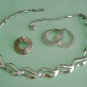 Vtg Silver Tone Lot Necklace,Brooch, & Avon Earrings