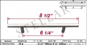 8" Stainless steel brushed Kitchen Cabinet Pull Handle