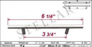 6" Solid Stainless steel Kitchen Cabinet Pull Handle