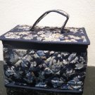 navyblue cosmetic box blue roses pattern
