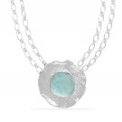 Roman Glass & Textured Silver Toggle Necklace