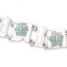 Roman Glass & Textured Silver, Rectangle Bracelet