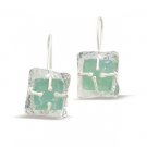 Roman Glass & Textured Silver Earrings