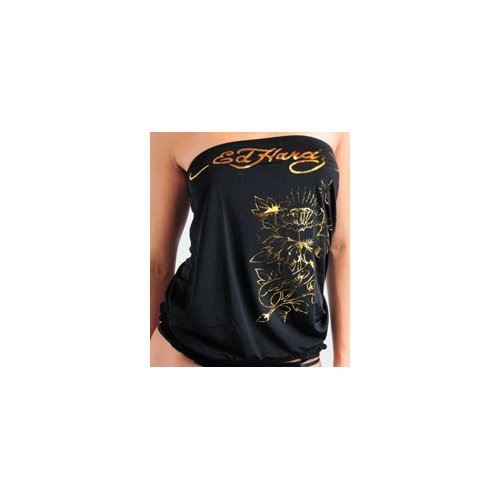Ed Hardy Flower Foil Satin Touch Tube Top $69 FREE SHIPPING
