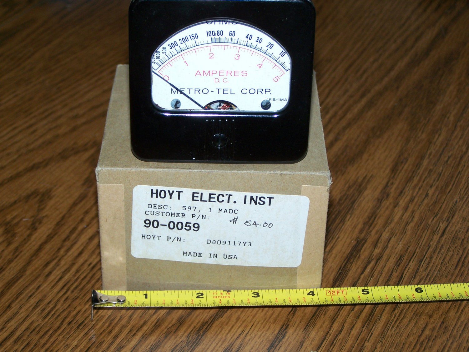 Hoyt 90-0059 DC Amp Ohm Panel Meter  NOS
