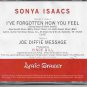SONYA ISAACS I've Forgotten How You Feel PROMO CD