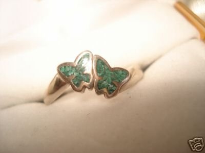S.S Melachite Inlaid 9.25 BUTTERFLY Rings ! NEW Sz 7