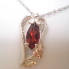 BlackHills Gold/silver GENUINE GARNET TEARDROP PENDANT