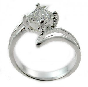 #105. Silver With Created Diamond Ring