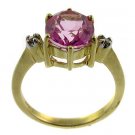 #108. Genuine Pink topaz & Diamond 9k Gold Ring