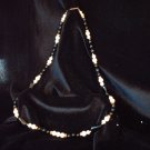 Glass BLack & white with Gold beads, long