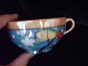 antique Humming Bird Hand Painted Tea Cup & Saucer China Japan