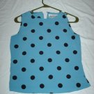 Blue and Black Polka Dotted Sleeveless Blouse
