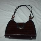 Purse Handbag Brown Croc Black Trim Bag