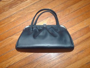 Vintage Train Case 1940's handbag black