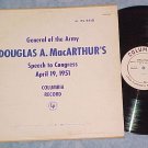 DOUGLAS MacARTHUR'S SPEECH TO CONGRESS, 1951--NM/VG+ LP