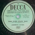 Promo 78--ANDREWS SISTERS--THAT EVER LOVIN' RAG--Decca