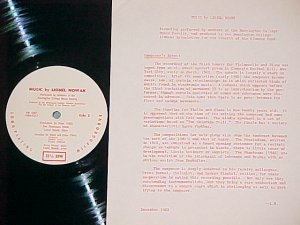 BENNINGTON COLLEGE FACULTY/LIONEL NOWAK-NM'63 LP~No Jkt