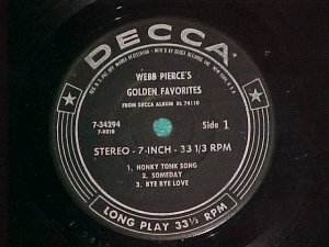 Stereo LLP/EP-WEBB PIERCE'S GOLDEN FAVORITES-Decca-VG++