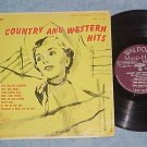 COUNTRY AND WESTERN HITS-10" 1955 LP-Waldorf Music Hall
