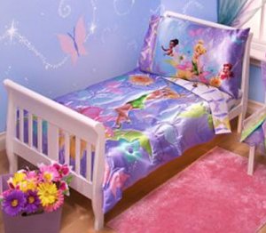Disney Tinkerbell Fairies Toddler Bedding 4 Pc Set New