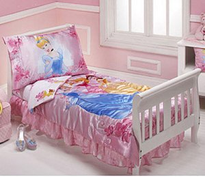 Disney Princess Pink Garden 4 Piece Toddler Bedding Set New