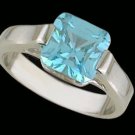 Lds Aqua CZ Sterling Silver Ring #4269