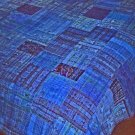 Vivid Bright Blue Huipile Guatemalan Patchwork Quilt  king size