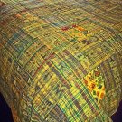Guatemalan Patchwork Quilt! Yellow/Gold w/ just a hint of Green.  queen size