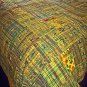 Guatemalan Patchwork Quilt! Yellow/Gold w/ just a hint of Green.  queen size
