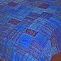 Vivid Bright BlueGuatemalan Patchwork Quilts queen size