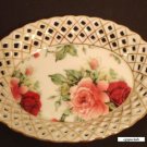 PORCELAIN FLORAL PINK/BURGUNDY ROSE CHINTZ CANDY DISH
