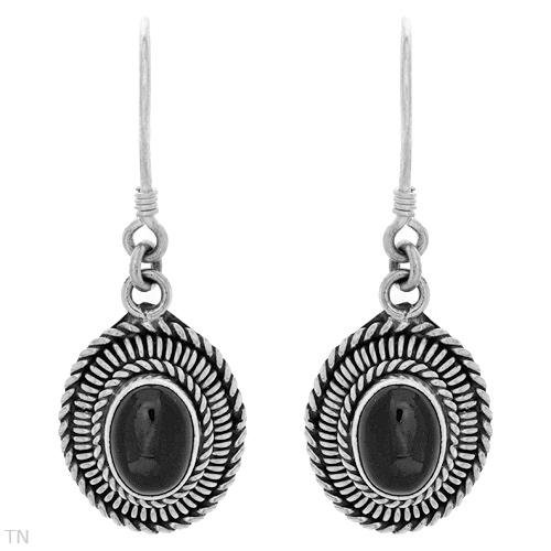 BEAUTIFUL STERLING SILVER EARRINGS WITH ONYX