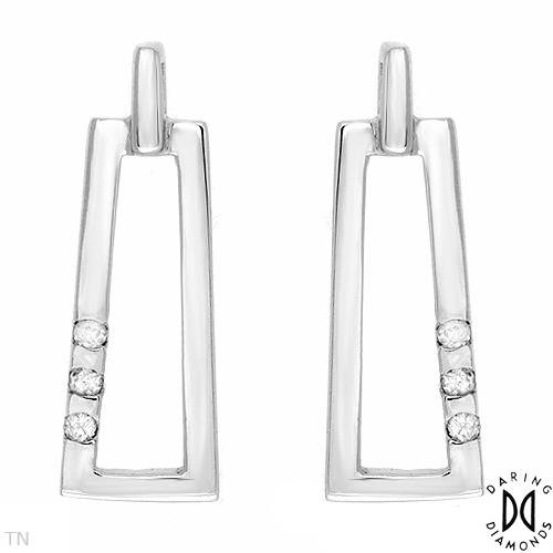 Daring Diamonds Sterling Silver Earrings w/Diamonds