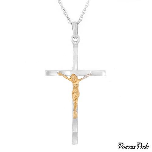 PRINCESS PRIDE 14K/Sterling Silver Cross Necklace