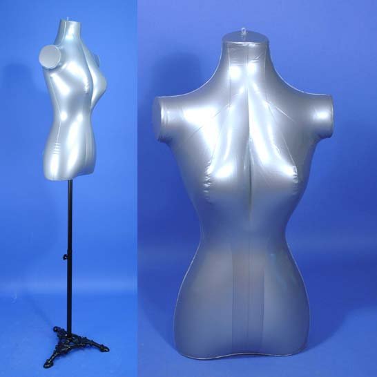 Silver Female Inflatable Torso Form Mannequin Hr 096f