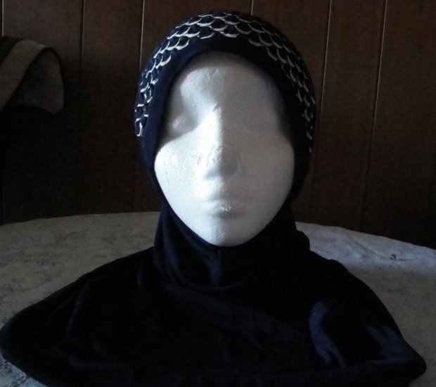 FREE SHIPPING Blue 1 pc Al amira style cotton Hijab with design front hejab underscarf