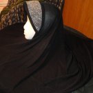 Black with silver glittery spandax 1 PIECE LONG HIJAB glittery padded forehead shawal islam