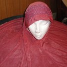 pink spandax 1 PIECE LONG HIJAB glittery padded forehead shawal islam