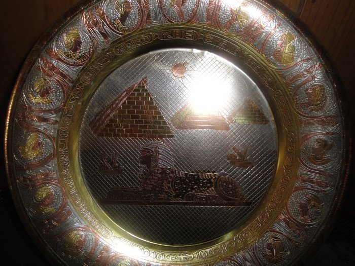 FREE SHIPPING Ancient Egypt Pharaoh 3PYRAMIDS DECOR Bronze Plate