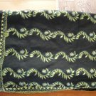 FREE SHIP PASHMINA BLACK WITH GREEN DRAWING Long shayla hijab shawl scarf neck wrap abaya