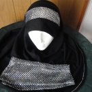 FREE SHIPPING 2 PIECE $ arm cover set long black glittery  HIJAB shawal islam scarf headcover hejab