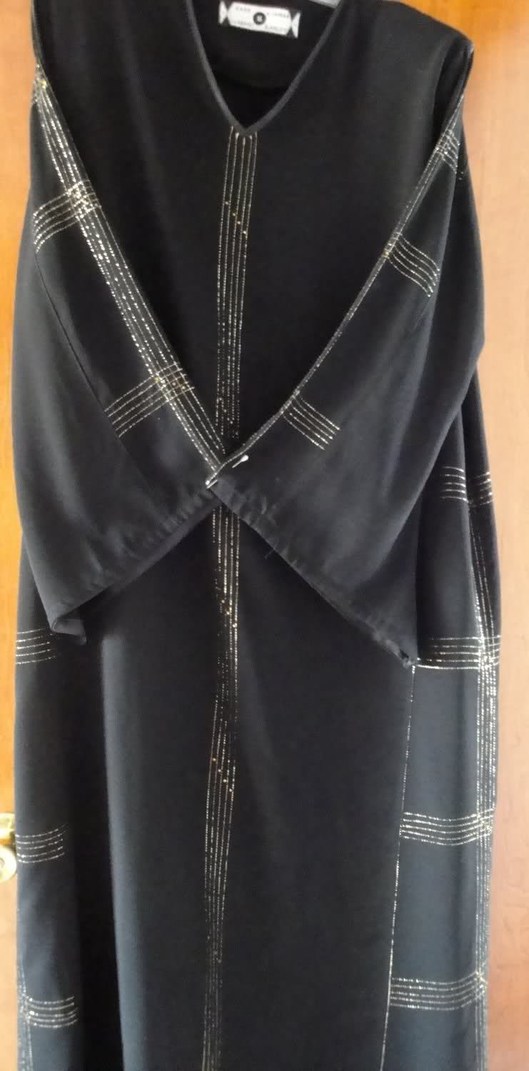 ABAYA Islamic Black Abaya with golden thread & sequin l